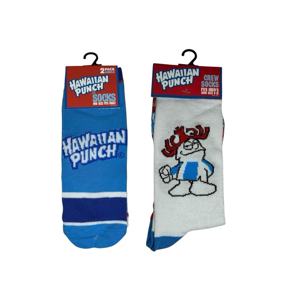 3x Hawaiian Punch Novelty Crew and Ankle Cut Socks Adult Set One Size